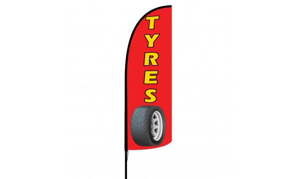 Tyres Red Custom Advertising Flag